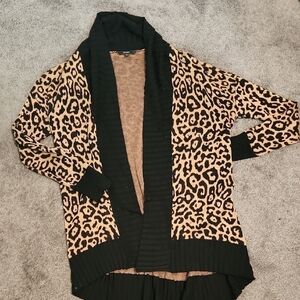 GUESS Leopard Print Open Front Cardigan